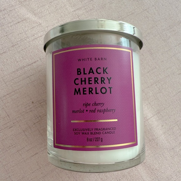White Barn Other - 🍒White Barn Black Cherry Merlot Bath & Body Works Candle Purple White Silver NWT